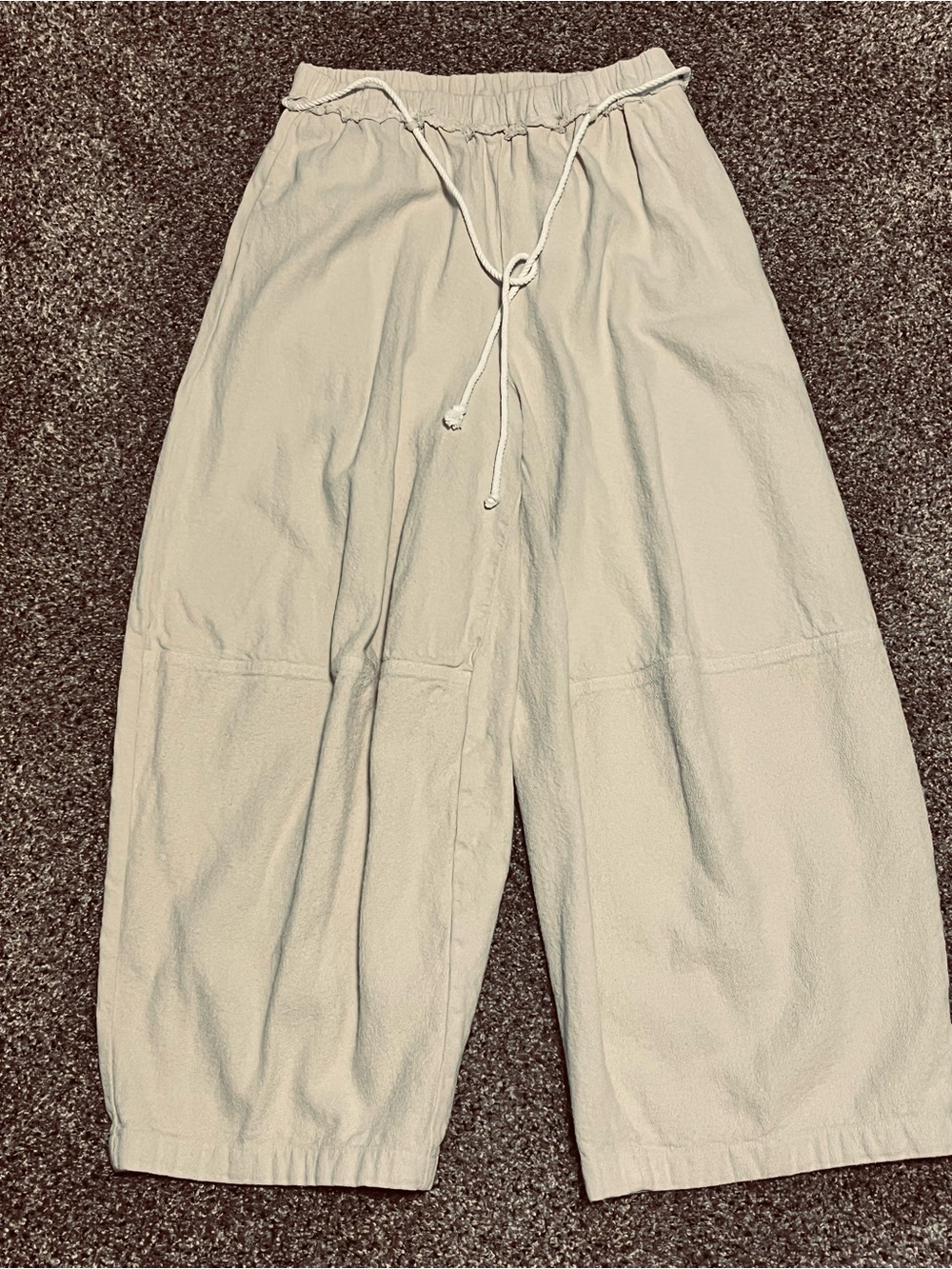 FREE PEOPLE Wide Leg Ivory Kayden Barrel Pants Small Drawstring rope harem crop